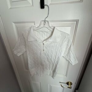 White Cable Knit Crop Top